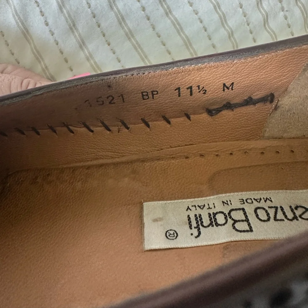 Vintage Lorenzo Banfi Handmade Italian Leather Loafers Men’s Brown Lace Up 11.5